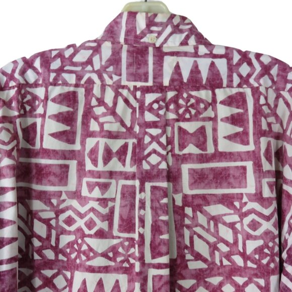 Vintage Andrews Inc. Mens Short Sleeve Button-Up Hawaiian Shirt Burgundy White - Picture 9 of 10